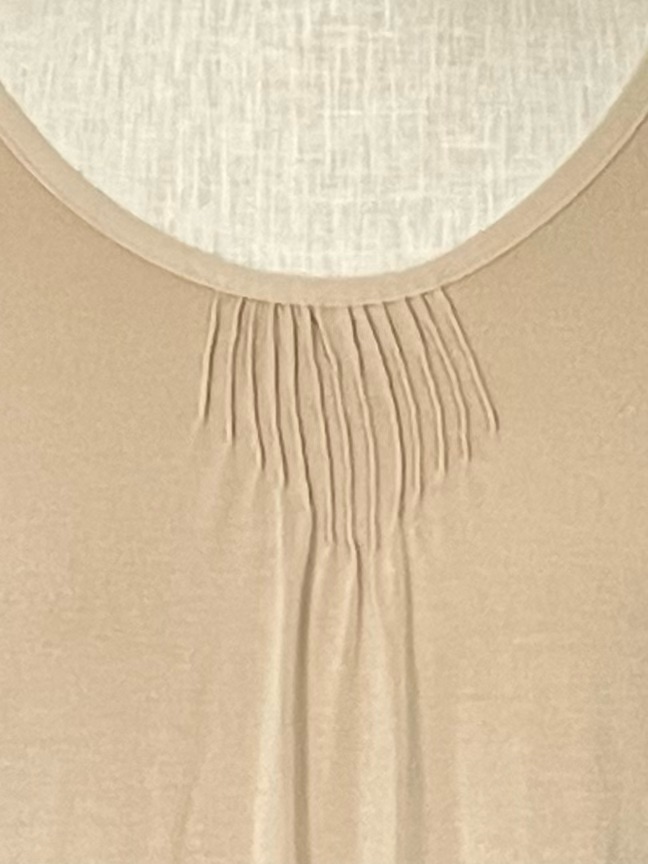 Fair Indigo Stretchy Long Sleeve Rounded Neck Beige Pullover Top Szl — image 4 of 7